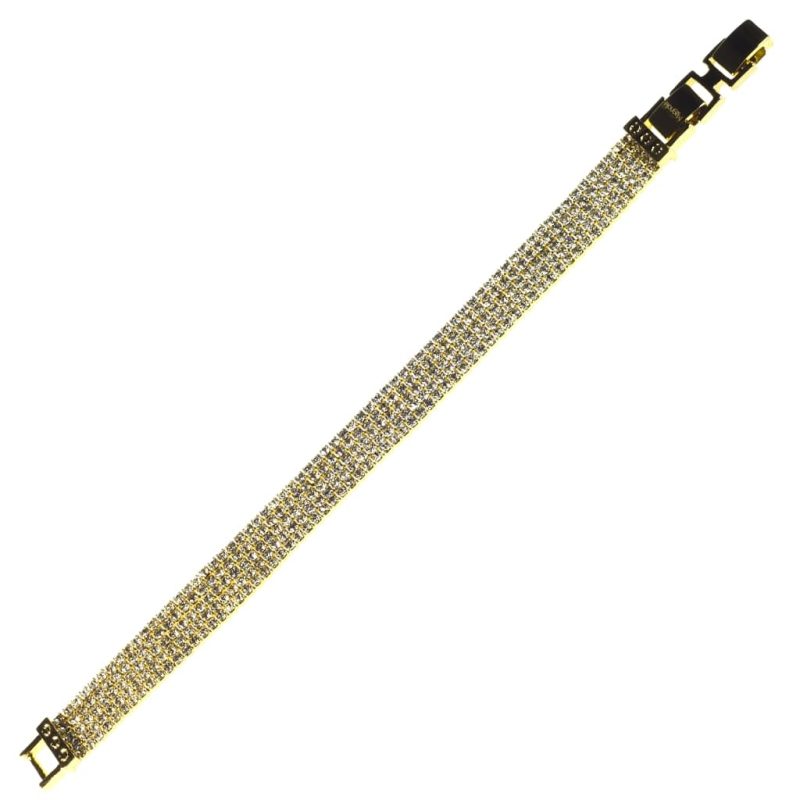 Bracciale Tennis in metallo anallergico con zirconi cubici e vera placcatura oro Giallo - BC214G