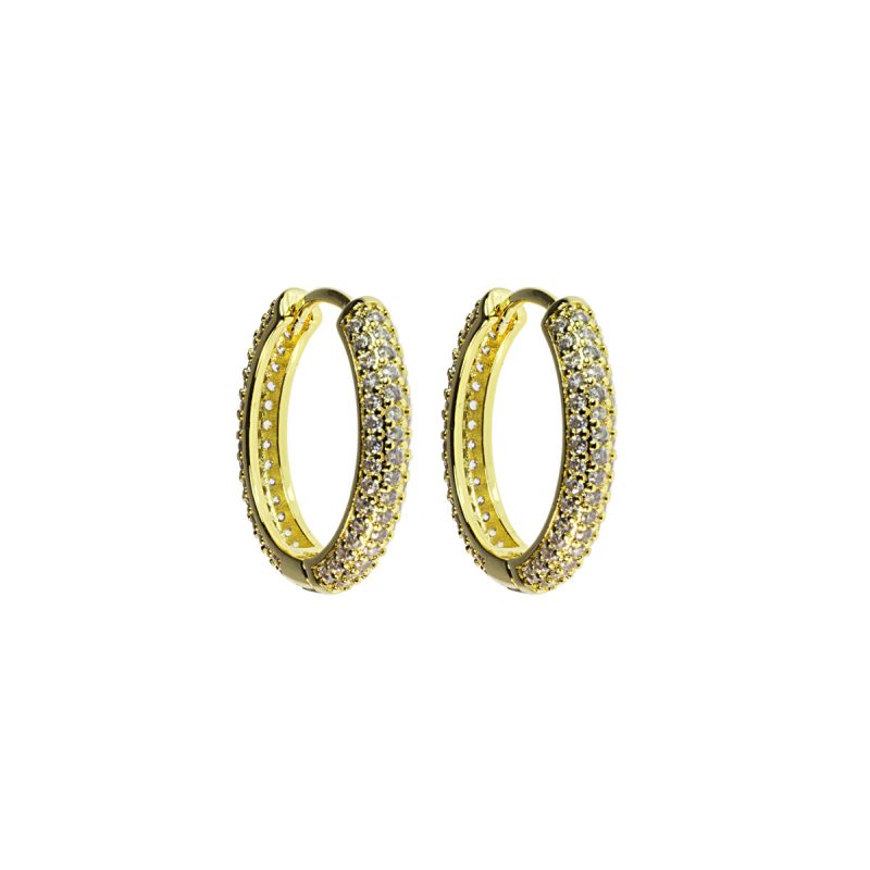 Orecchini 20 mm in metallo anallergico con vera placcatura Oro Giallo e zirconi Bianchi - OR289G