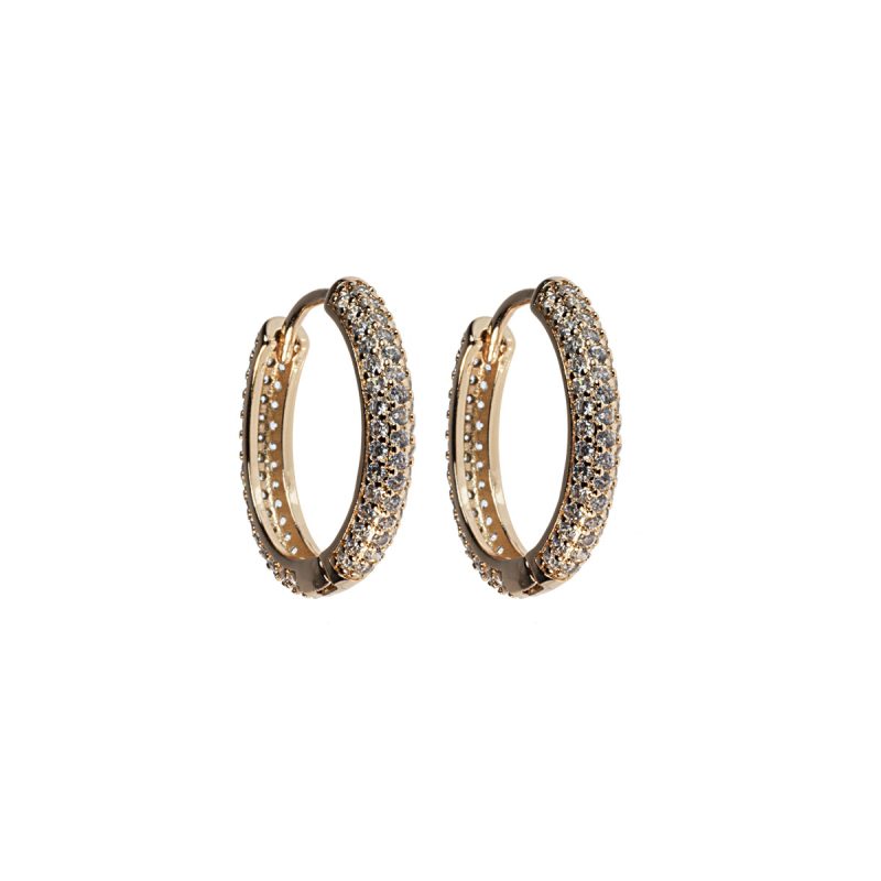 Orecchini 20 mm in metallo anallergico con vera placcatura Oro Rosa e zirconi Bianchi - OR289R