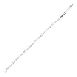 Bracciale metallo anallergico con zirconi cubici e vera placcatura oro Bianco - BC5028B