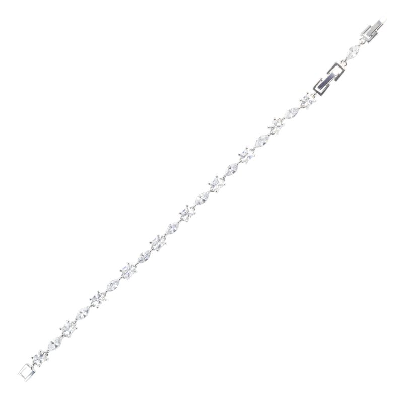 Bracciale metallo anallergico con zirconi cubici e vera placcatura oro Bianco - BC5028B