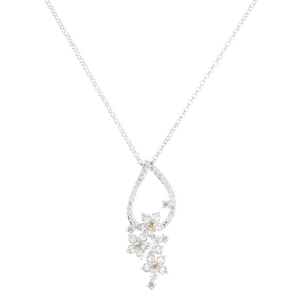 Collana in metallo anallergico con zirconi cubici e vera placcatura oro Bianco - CL5035B
