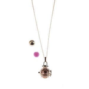 Collana Chiama Angeli con Sfera Sonora e Batuffolo - Placcatura Oro Rosa e Zirconi