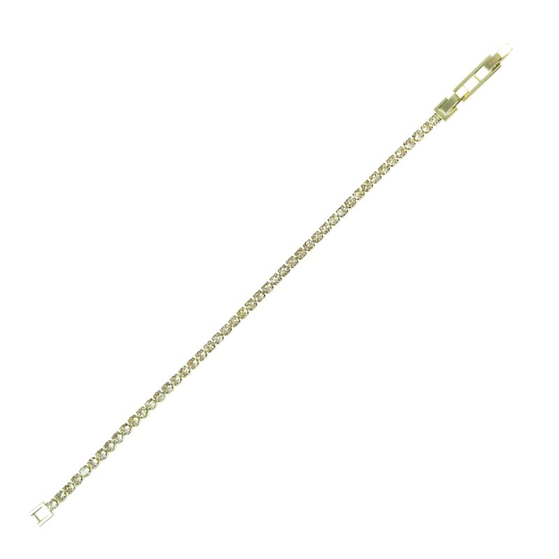 Bracciale Tennis in metallo anallergico con vera placcatura in oro e zirconi cubici Champagne - BC5053CH