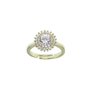 Anello in metallo anallergico con zirconi cubici e vera placcatura oro Giallo - AN5091G
