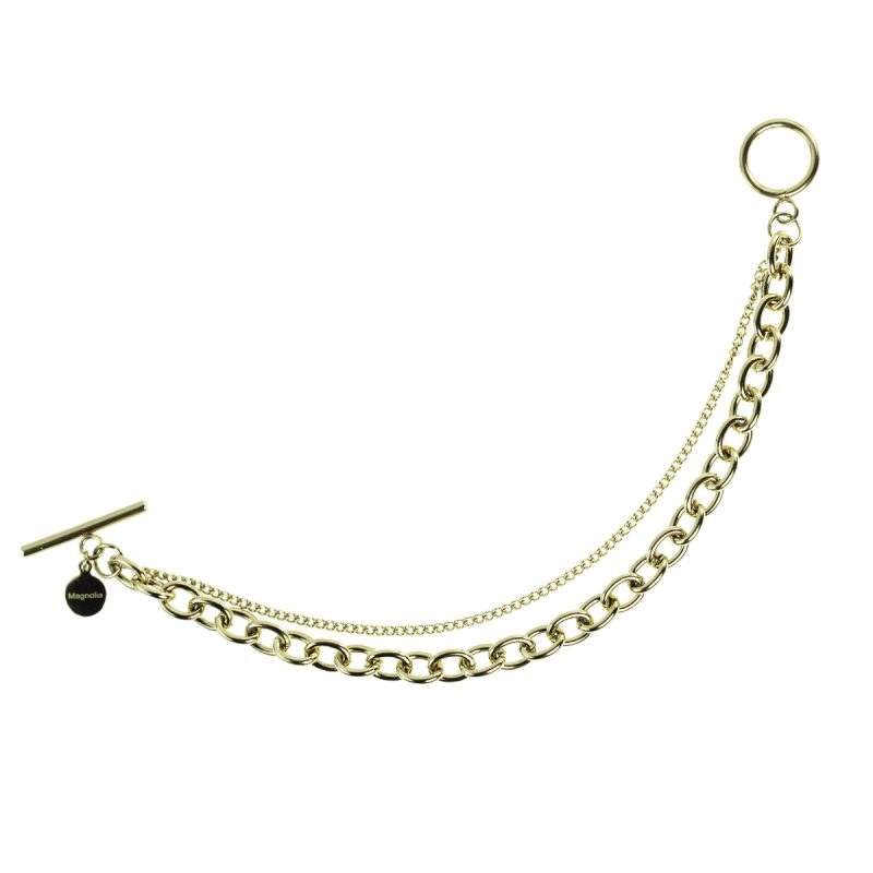 Bracciale in acciaio ip gold con doppio filo- BC7104G