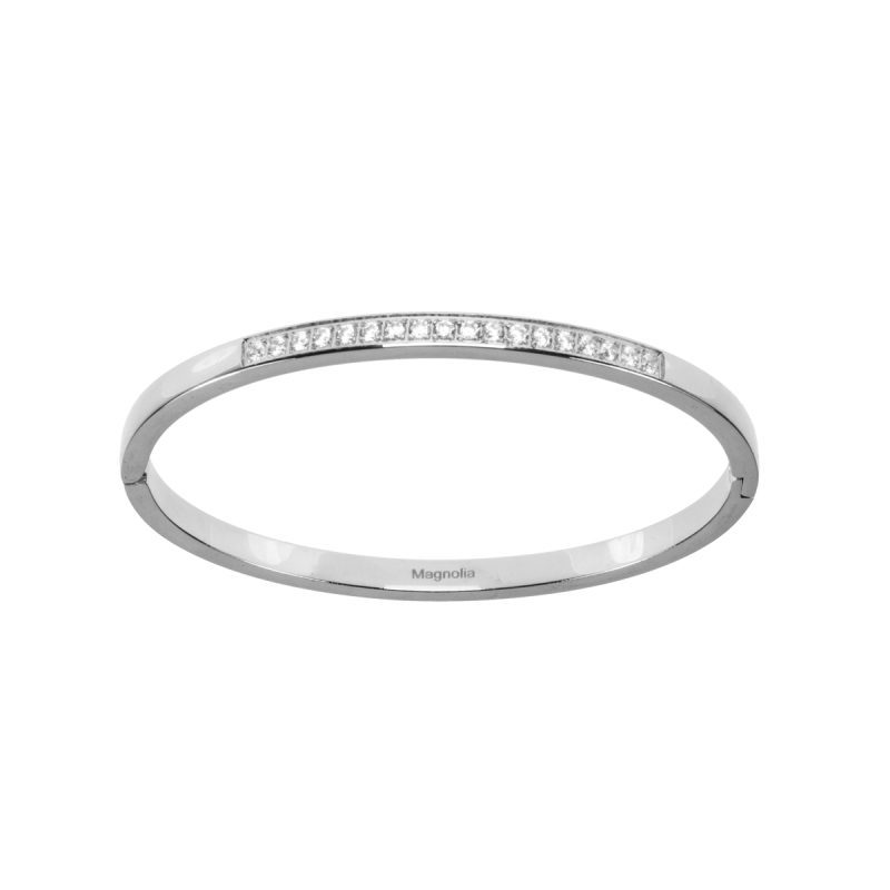 Bracciale in acciaio rigido con zirconi cubici - BC7111B