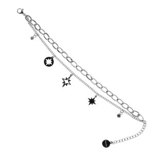 Bracciale in acciaio con doppio filo e pendenti stella polare - BC7116B