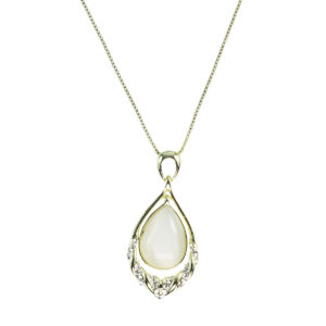 Collana in metallo anallergico e vera placcatura oro Giallo e pietre cabochon Beige - CL2021G