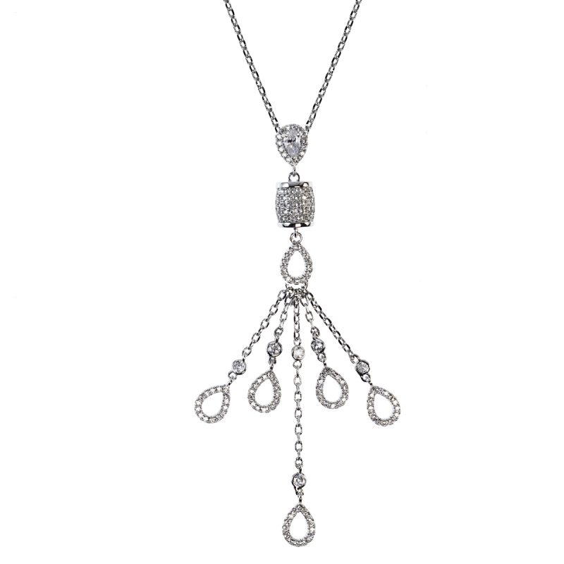 Collana in metallo anallergico con zirconi cubici e vera placcatura oro Bianco - CL5060B