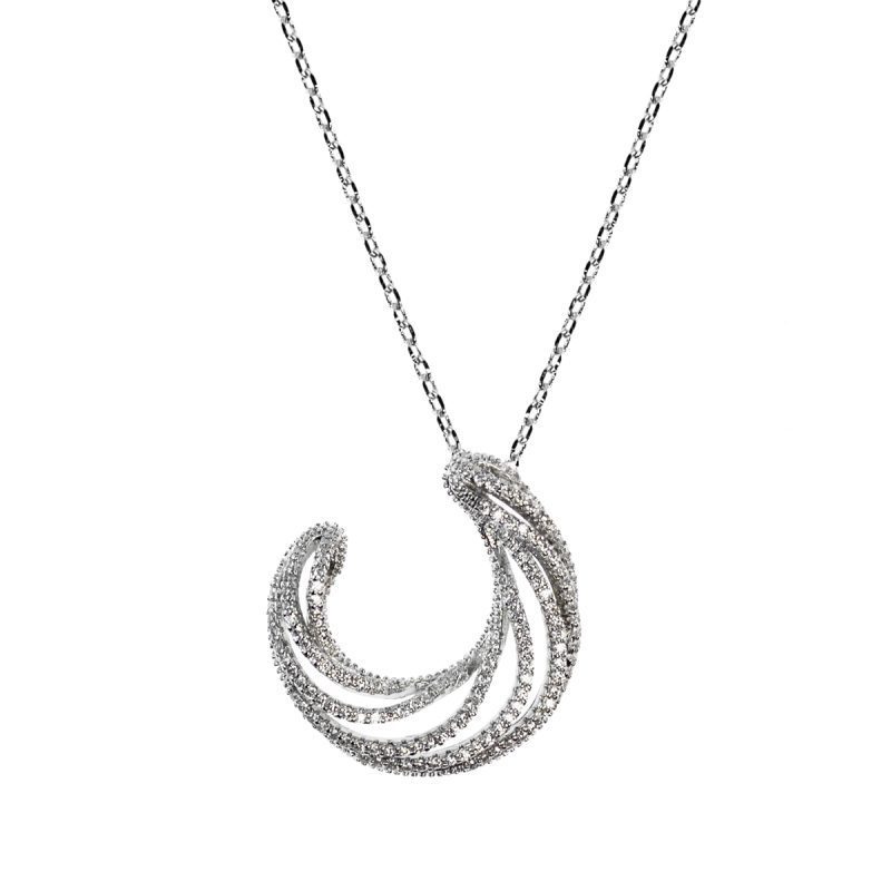 Collana in metallo anallergico con zirconi cubici e vera placcatura oro Bianco - CL5077B