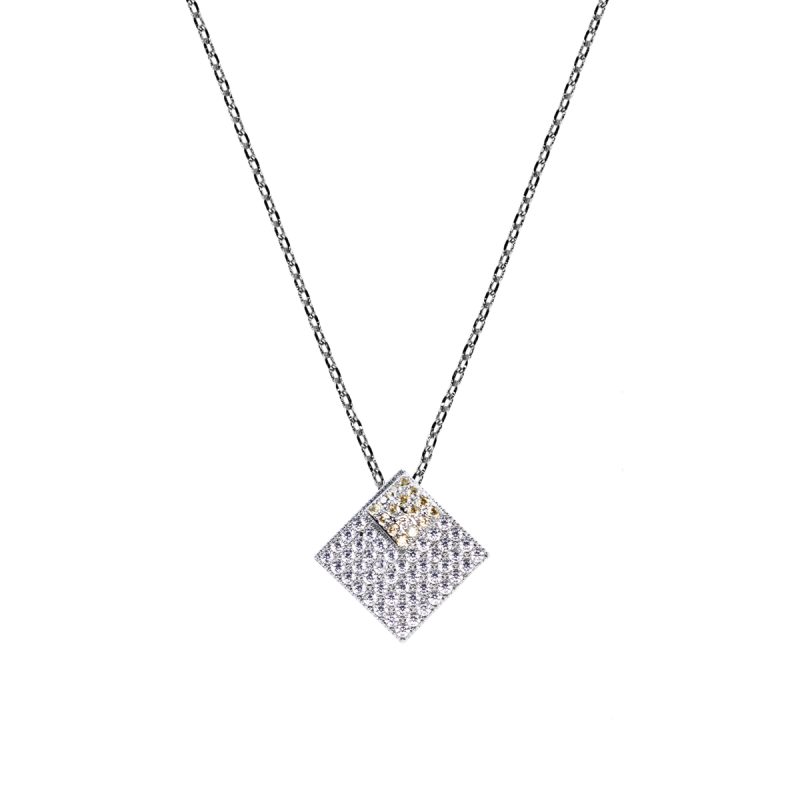 Collana in metallo anallergico con zirconi cubici e vera placcatura oro Bianco - CL5078B