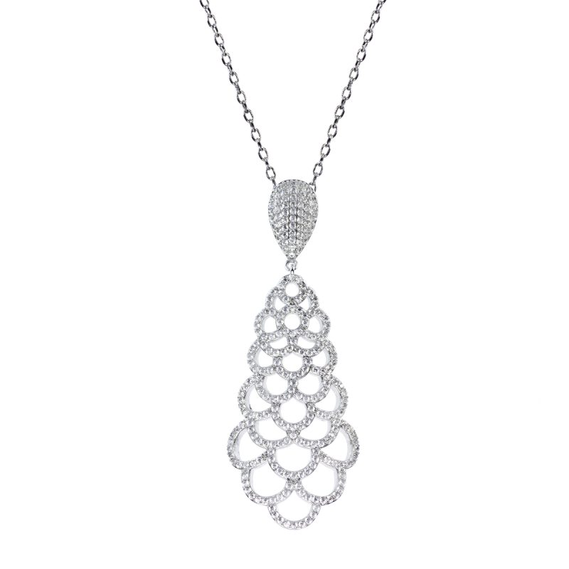 Collana in metallo anallergico con zirconi cubici e vera placcatura oro Bianco - CL5098B