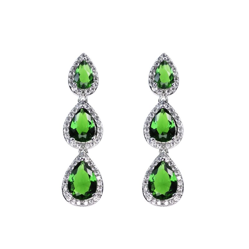 Orecchini in metallo anallergico con zirconi e vera placcatura oro Bianco - OR5064S