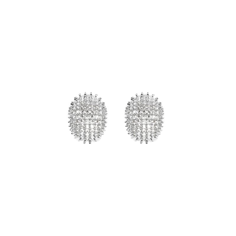 Orecchini in metallo anallergico con zirconi cubici e vera placcatura oro Bianco- OR5076B
