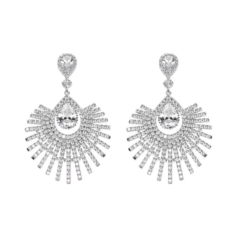 Orecchini in metallo anallergico con zirconi cubici e vera placcatura oro Bianco - OR5097B