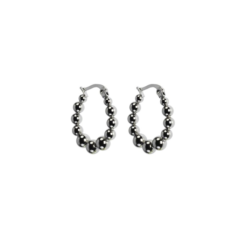 Orecchini Bubbles a cerchio diametro 20 mm in Acciaio con vera placcatura Oro Bianco  - OR294/2B