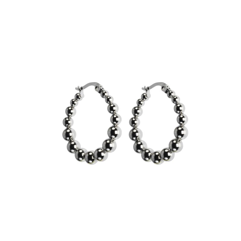 Orecchini Bubbles a cerchio diametro 30 mm in Acciaio con vera placcatura Oro Bianco  - OR294/3B