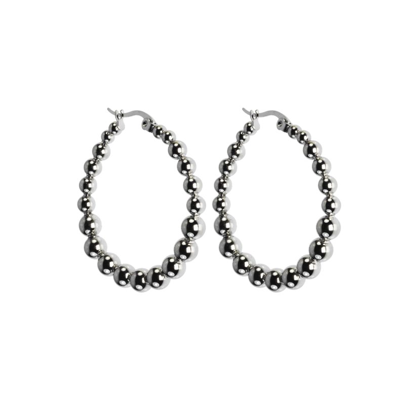 Orecchini Bubbles a cerchio diametro 40 mm in Acciaio con vera placcatura Oro Bianco  - OR294/4B