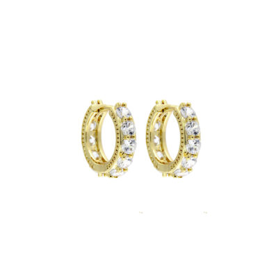 Orecchini in metallo anallergico con vera placcatura in oro giallo e zirconi cubici bianchi - OR5160G