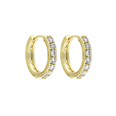 Orecchini in metallo anallergico con vera placcatura in oro giallo e zirconi cubici bianchi - OR5161G