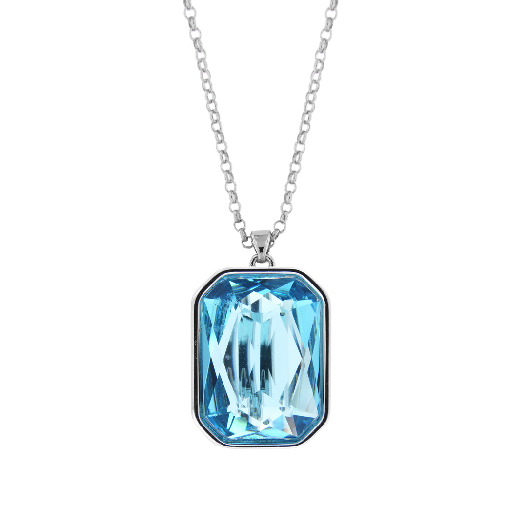 Collana in metallo anallergico con cristalli e vera placcatura oro - CL7013AQ