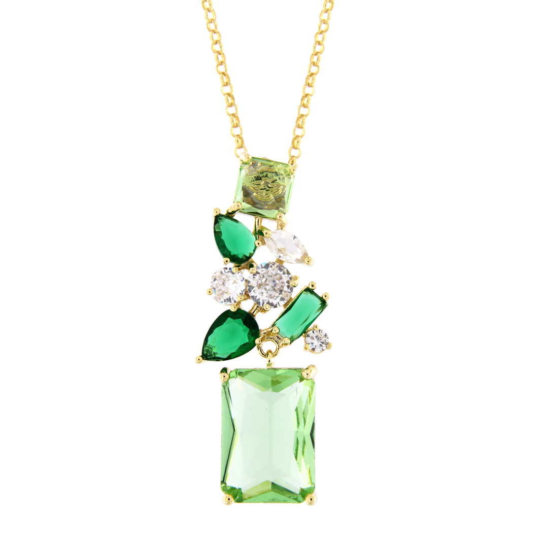 Collana in metallo anallergico con zirconi e vera placcatura oro - CL8021V