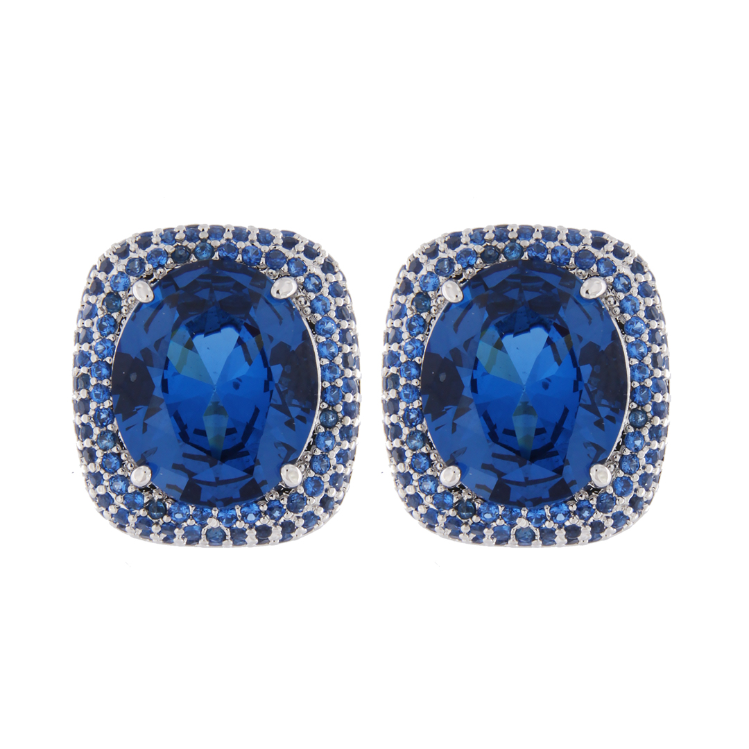 Orecchini in metallo anallergico con zirconi e vera placcatura oro - OR7010BL