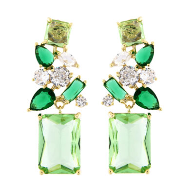 Orecchini in metallo anallergico con zirconi e vera placcatura oro - OR8021V