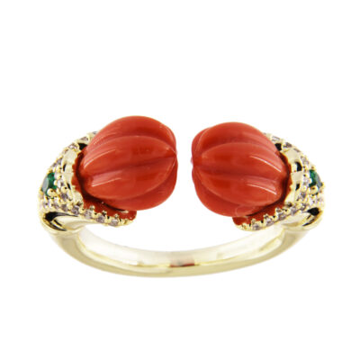 Anello in metallo anallergico con zirconi e vera placcatura oro - AN9000C