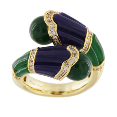 Anello in metallo anallergico con zirconi e vera placcatura oro - AN9009BV