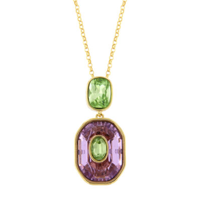 Collana in metallo anallergico con cristalli e vera placcatura oro - CL8023V