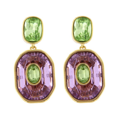 Orecchini in metallo anallergico con cristalli e vera placcatura oro - OR8023V