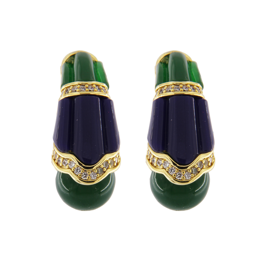 Orecchini in metallo anallergico con zirconi e vera placcatura oro - OR9009BV