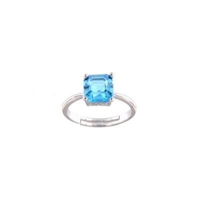 Anello in metallo anallergico con cristallo e vera placcatura oro Bianco - AN5157AQ