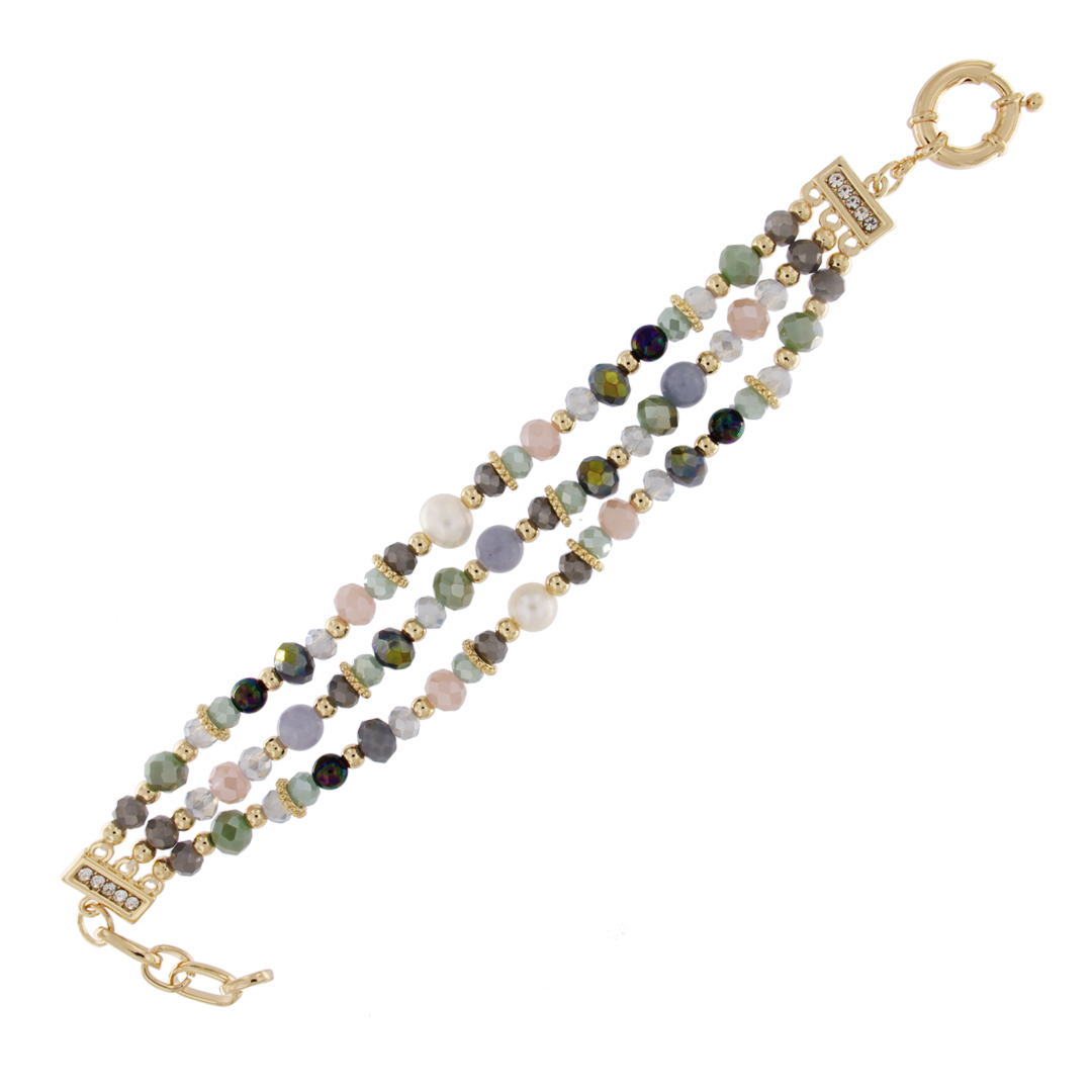 Bracciale in metallo anallergico con cristalli e vera placcatura oro Giallo - BC3043MIX