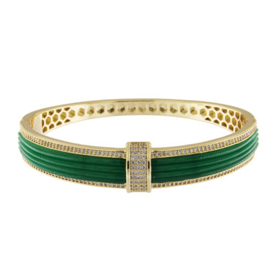 Bracciale in metallo anallergico con zirconi e vera placcatura oro - BC9002V