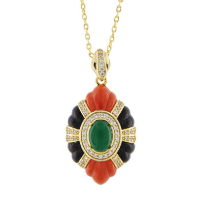 Collana in metallo anallergico con zirconi e vera placcatura oro - CL9006NR