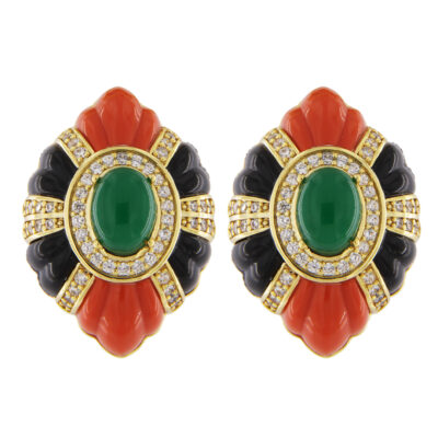 Orecchini in metallo anallergico con zirconi e vera placcatura oro - OR9006NR