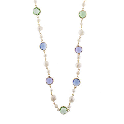 Collana in metallo anallergico con perle, cristalli e vera placcatura oro Giallo - CL4014MIX