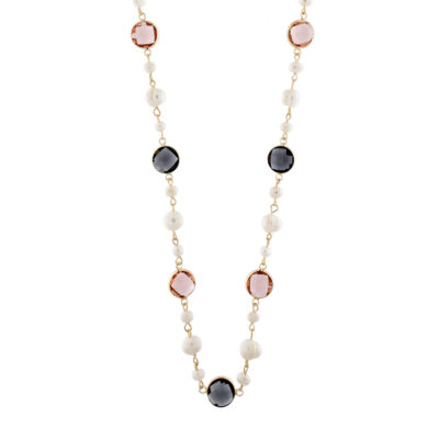 Collana in metallo anallergico con perle, cristalli e vera placcatura oro Giallo - CL4014MIX1